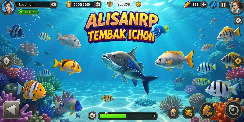 Screenshot gameplay ALISANRP menampilkan aksi menembak ikan yang seru.