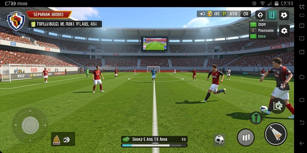Screenshot dari C789 menampilkan aksi mendebarkan dalam permainan sepak bola.