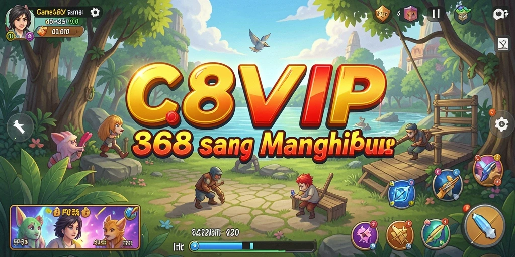 Tampilan gameplay seru dari C8VIP yang penuh warna.