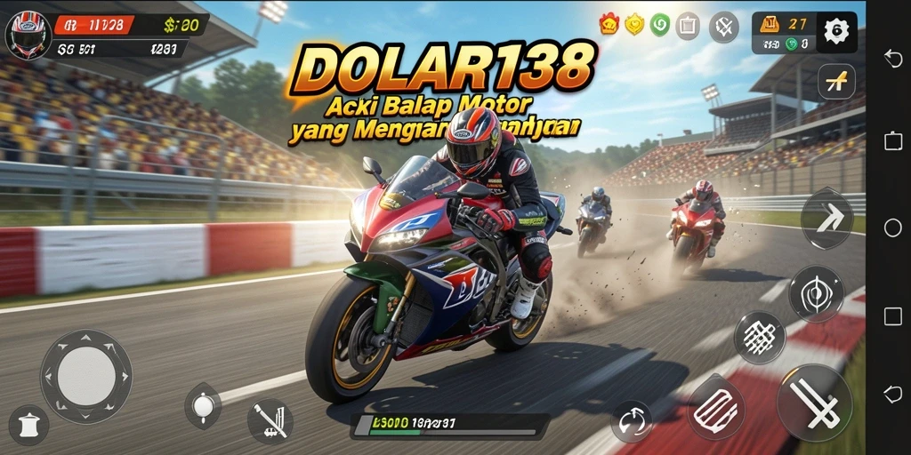 Gambaran gameplay DOLAR138 dengan balapan motor yang seru.
