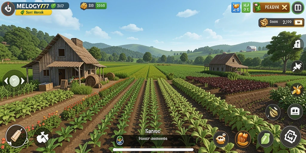 Tampilan gameplay MELODY77 yang seru dan menyenangkan dalam bertani.