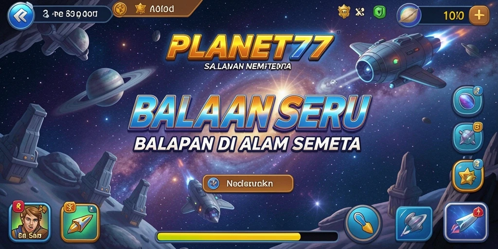 Tampilan utama dari gameplay <strong>PLANET77</strong> yang menegangkan di luar angkasa.