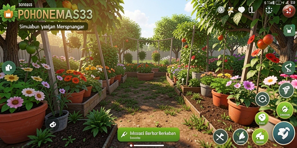 Tampilan gameplay menarik POHONEMAS33 saat berkebun.