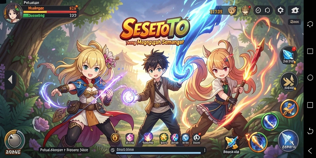 Screenshot gameplay SESETOTO menampilkan aksi pertarungan yang dinamis.