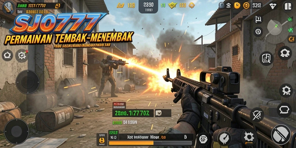 Screenshot gameplay SJO777 menampilkan aksi tembak-menembak yang seru.