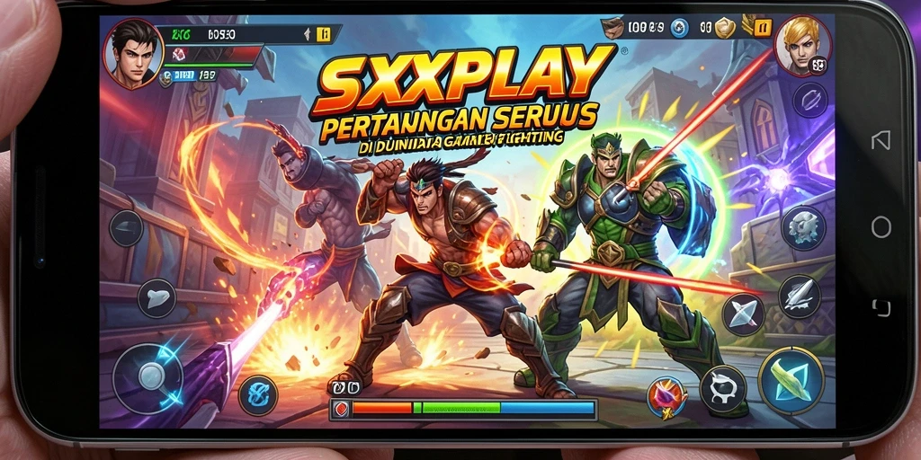 Tangkapan layar menunjukkan pertarungan epik antara karakter dalam SXXPLAY.