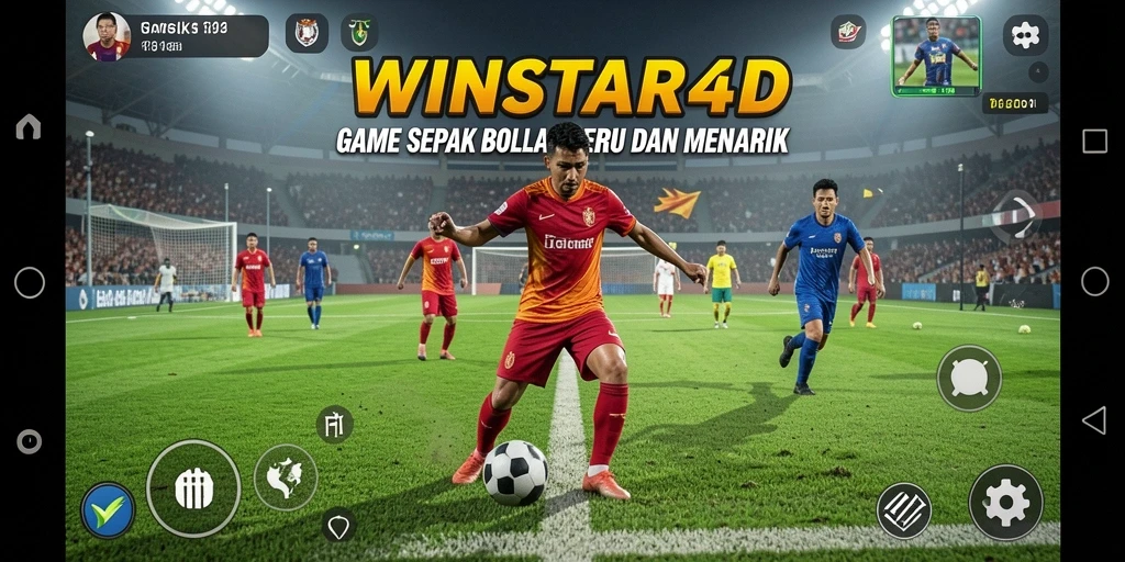 Tangkapan layar gameplay <strong>WINSTAR4D</strong> menampilkan aksi sepak bola yang mendebarkan.